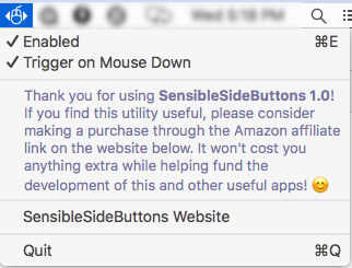 SensibleSideButtons 1.0 : Main Window
