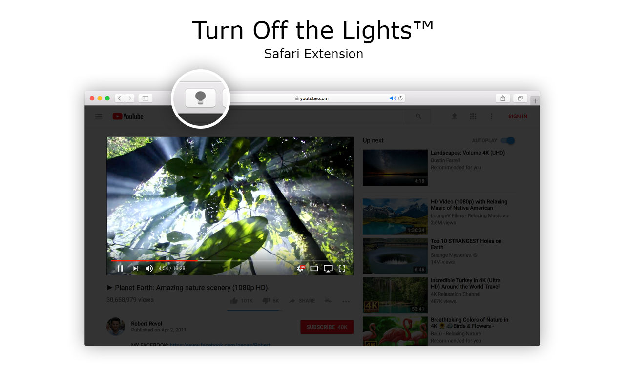 Turn Off the Lights for Safari 1.0 : Main Window