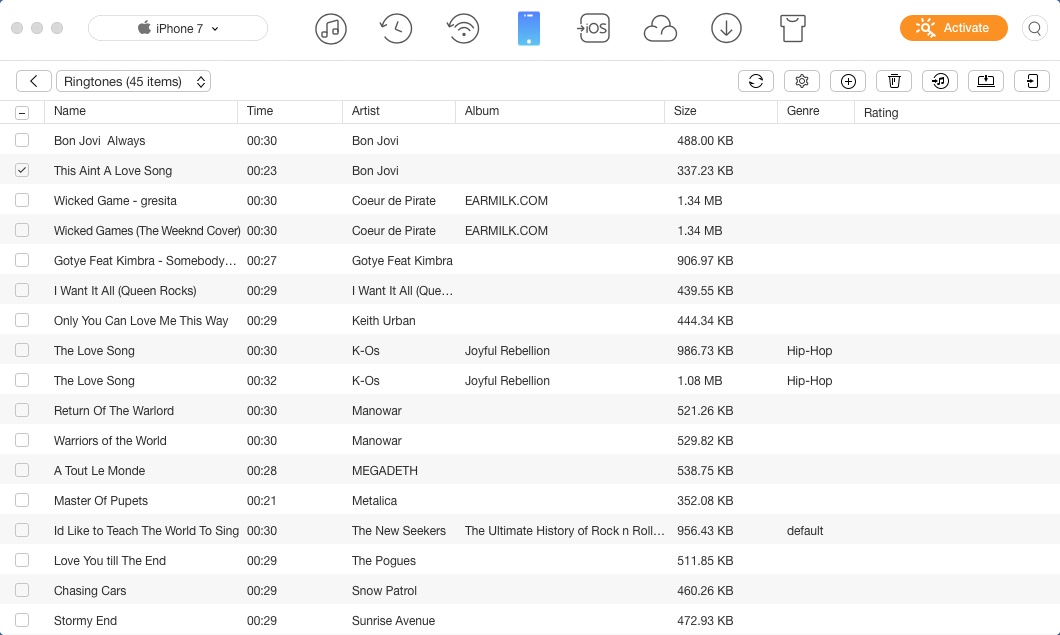 AnyTrans for iOS 6.2 : Checking iOS Ringtone Files