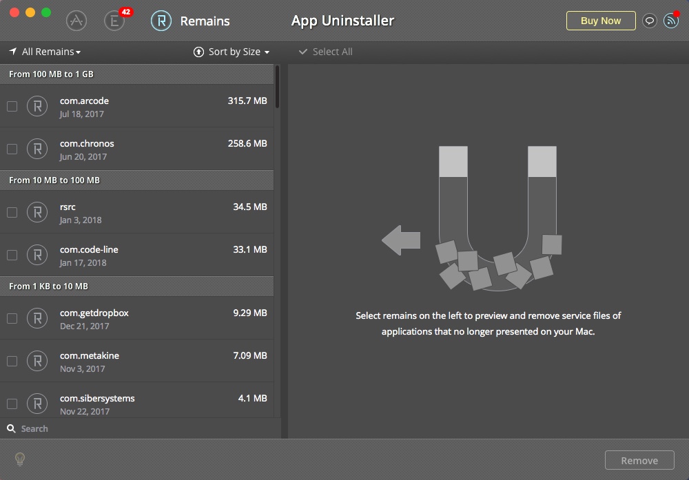 App Uninstaller : Remains Window