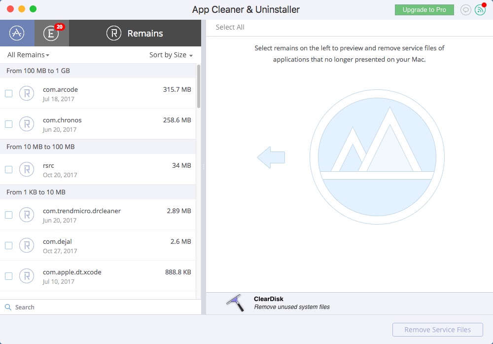 App Cleaner 4.6 : Remains Window
