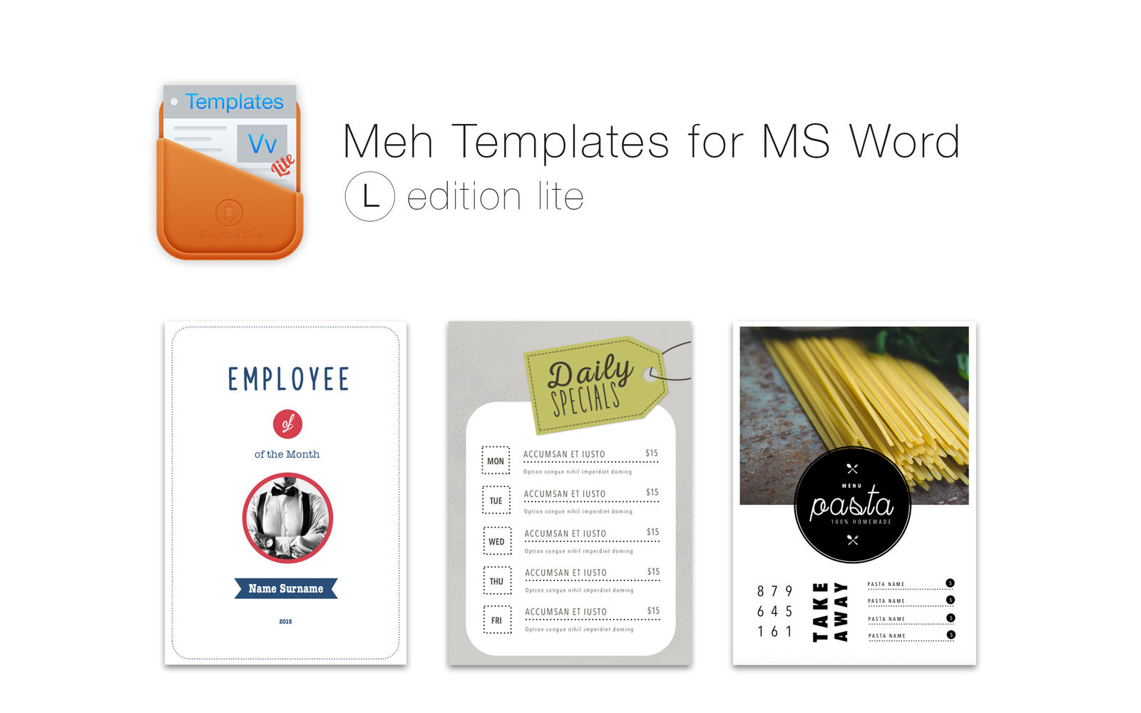 Meh Templates for MS Word L Lt 2.0 : Main Window