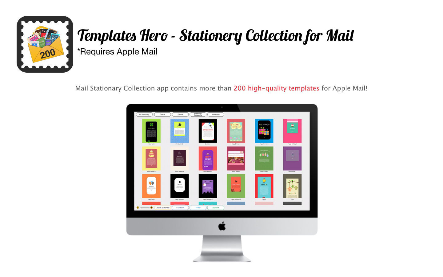 Templates Hero - Stationery Collection for Mail 1.1 : Main Window