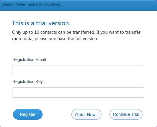 Jihosoft Phone Transfer 1.3 : Trial Limits