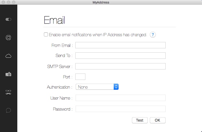 MyAddress 2.2 : Entering Email Info For Notifications
