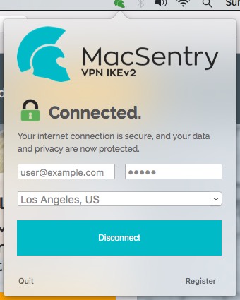 MacSentry VPN IKEv2 2.0 : Main window