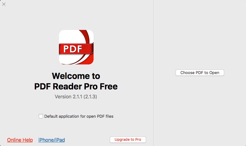 PDF Reader Pro Free 2.1 : Welcome Window