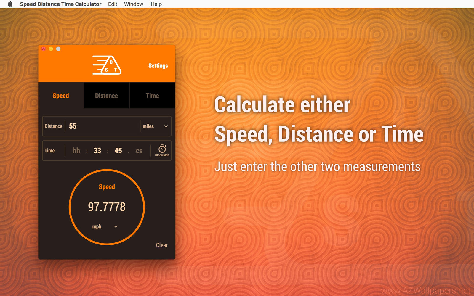Speed Distance Time Calculator 1.7 : Main Window