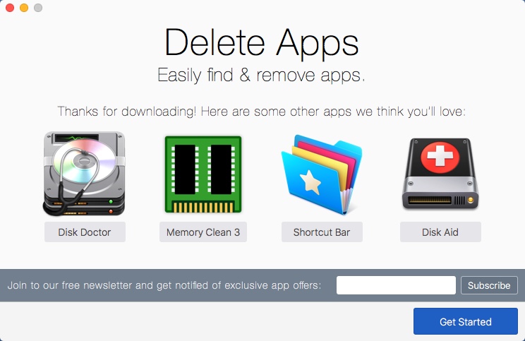 Delete Apps 1.8 : Welcome Window