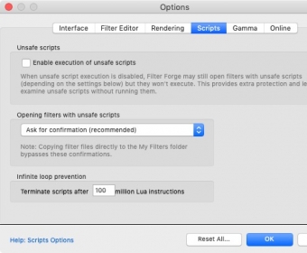 Scripts Settings