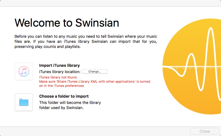 Swinsian 2.0 : Welcome Window