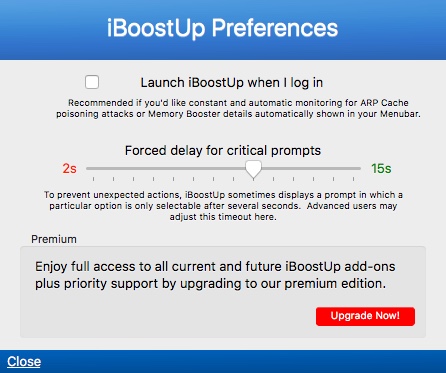 iBoostUp 5.9 : Preferences Window