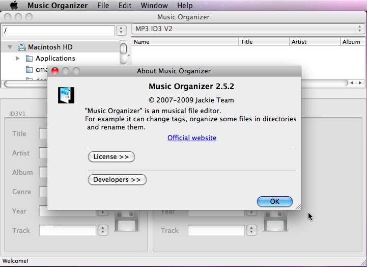 MusicOrganizer 2.5 : Main window