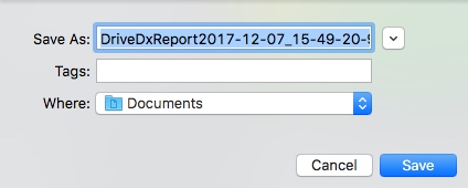 DriveDx 1.7 : Exporting Report