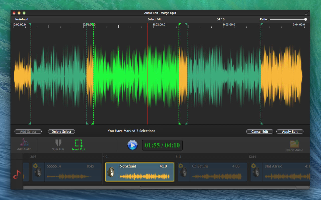 Audio Edit-Audio Editor Merge1 3.2 : Main Window