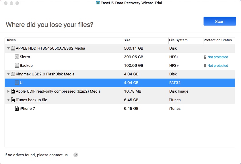 EaseUS Data Recovery Wizard 11.0 : Selecting Scan Location