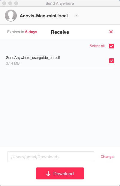 Send Anywhere 7.1 : Checking Received Files
