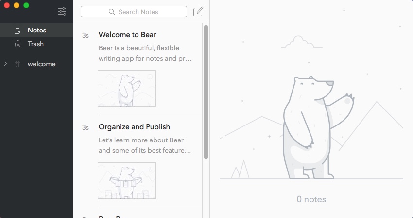 Bear 1.4 : Welcome Window