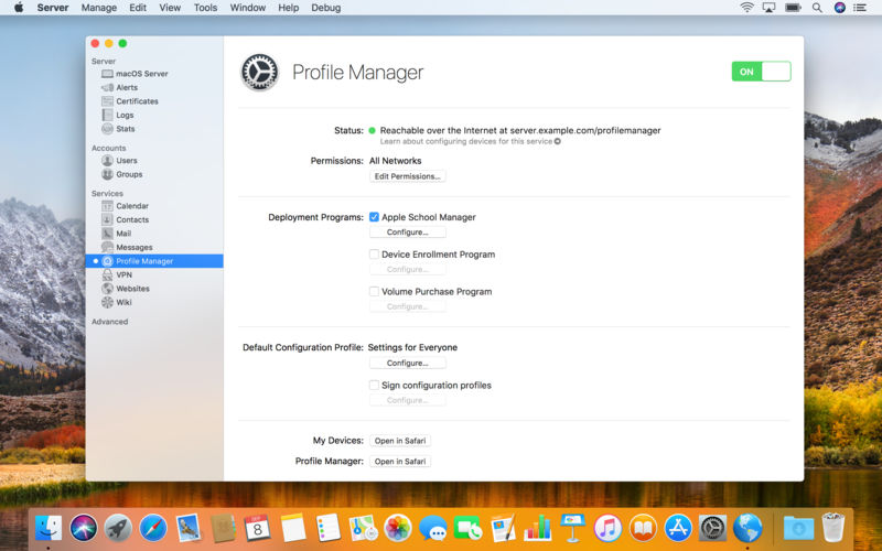 macOS Server 5.4 : Main window