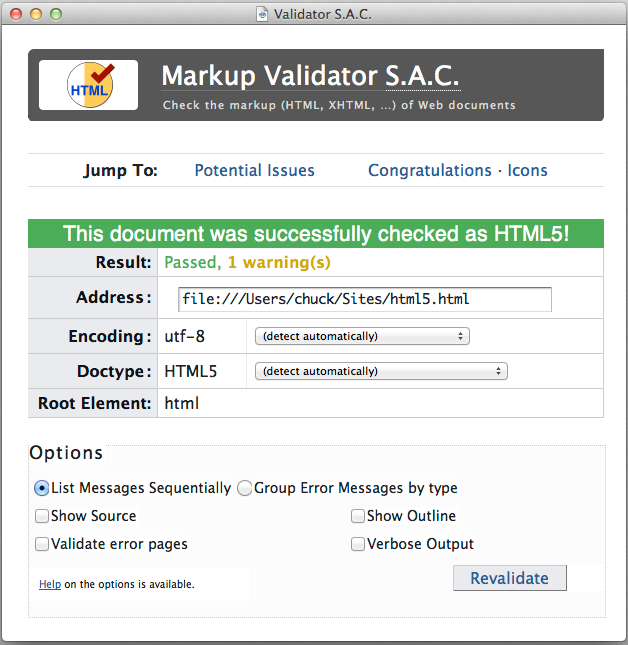 Validator S.A.C. 0.1 : Main window
