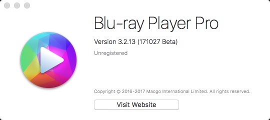 Macgo Blu-ray Player Pro 3.2 beta : About Window