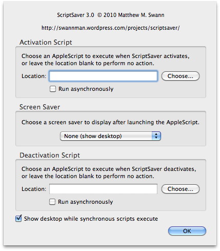ScriptSaver 3.0 : Main window