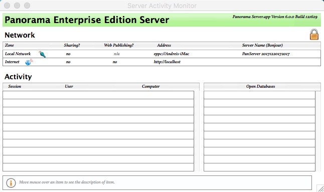 Panorama Enterprise Server 6.0 : Main Window