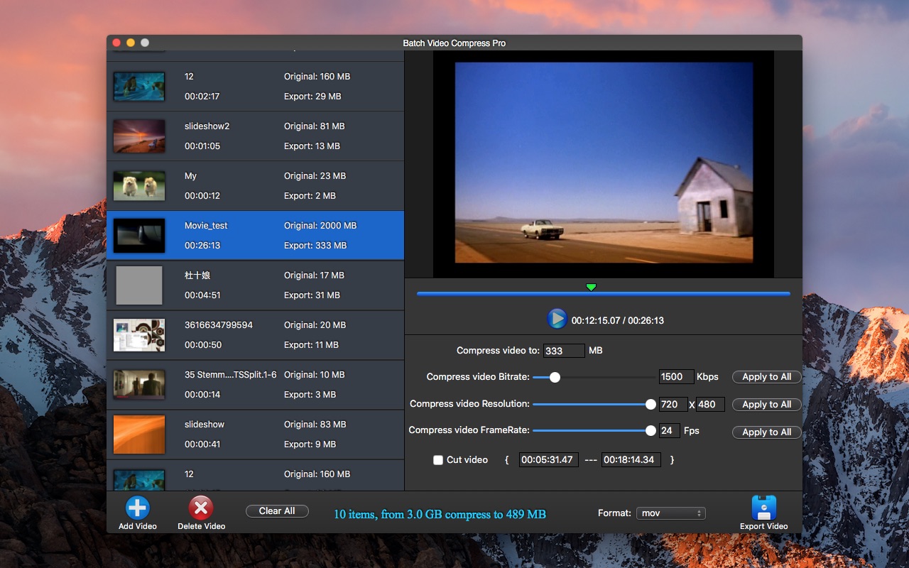 Batch Video Compress Lite 3.2 : Main Window