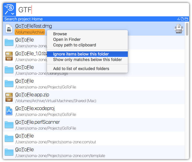 GoToFile 1.0 : Main window