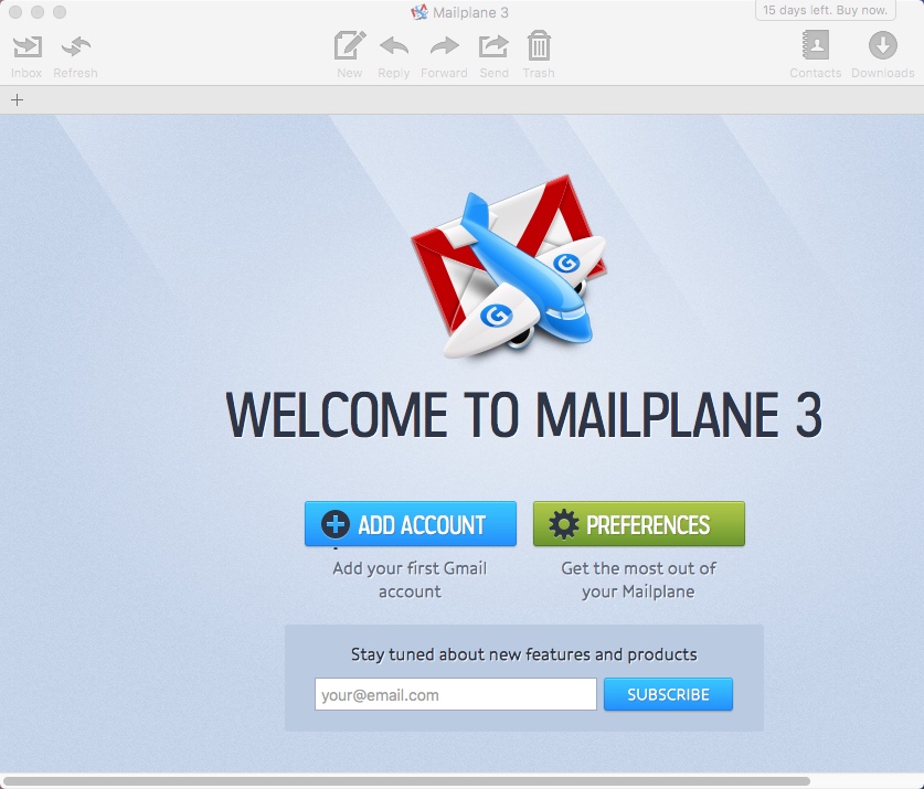Mailplane 3.7 : Welcome Window