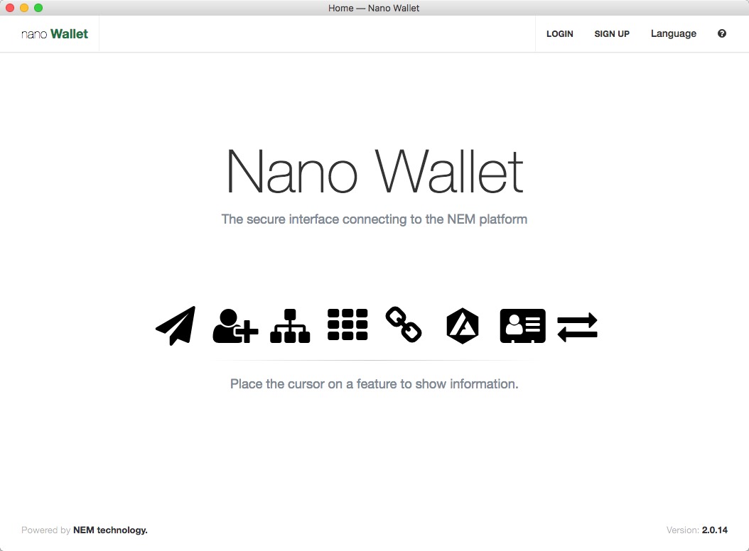 NanoWallet 2.0 : Main Window