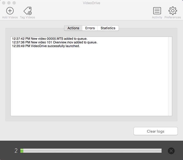 VideoDrive 3.7 : Log Window