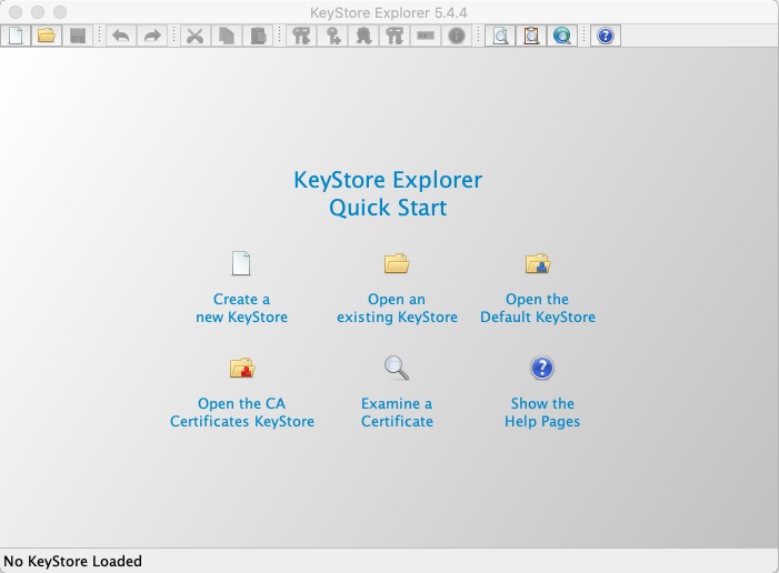 KeyStore Explorer 5.4 : Welcome Screen