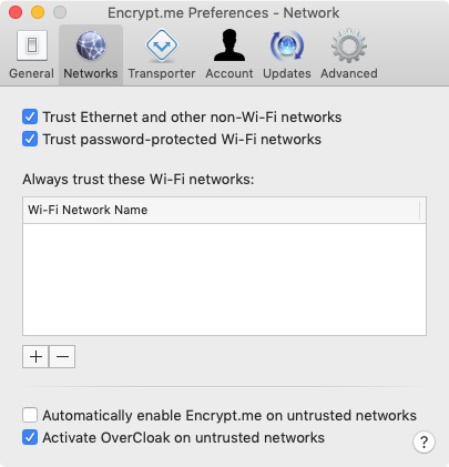 EncryptMe 4.2 : Network Preferences 