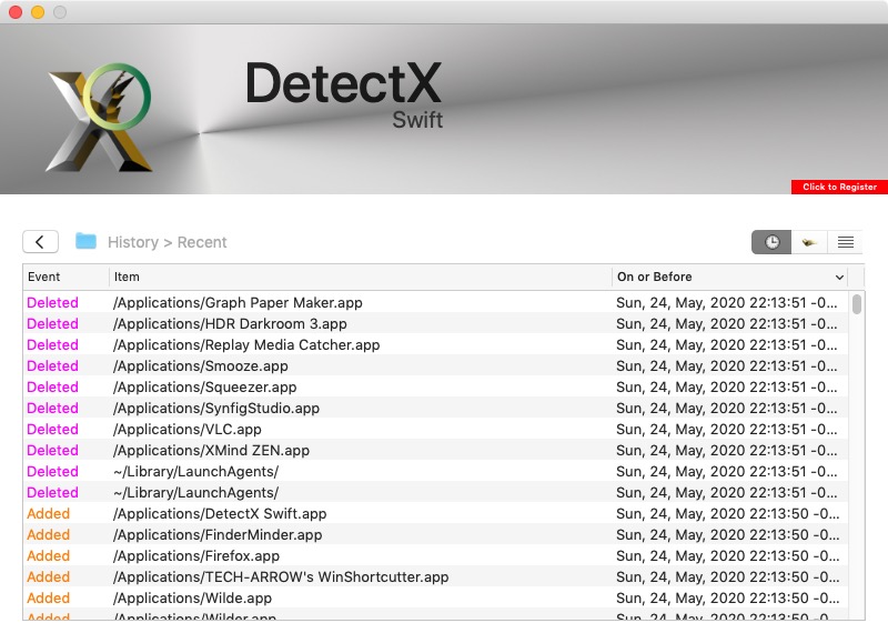 DetectX Swift 1.0 : History 