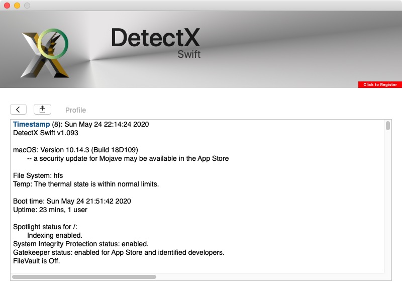 DetectX Swift 1.0 : Profile
