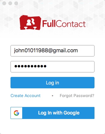 FullContact for Gmail 18.0 : Login Window
