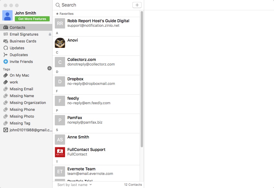 FullContact for Gmail 18.0 : Main Window