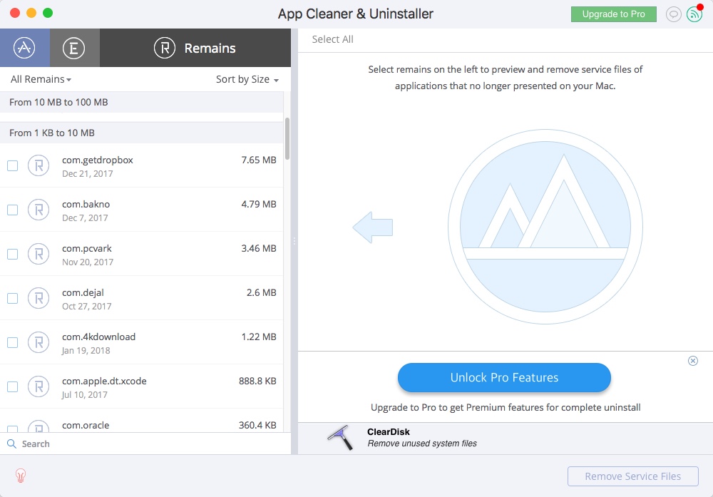 App Cleaner 4.7 : Remains Tab