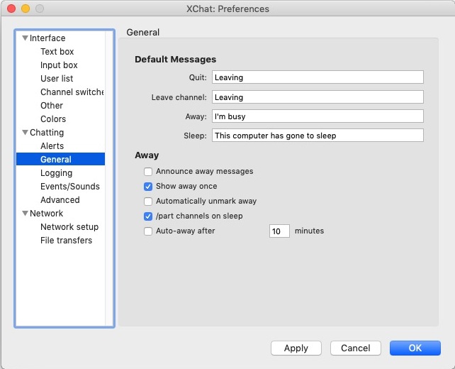 XChat Azure 1.1 : General Chatting Preferences 