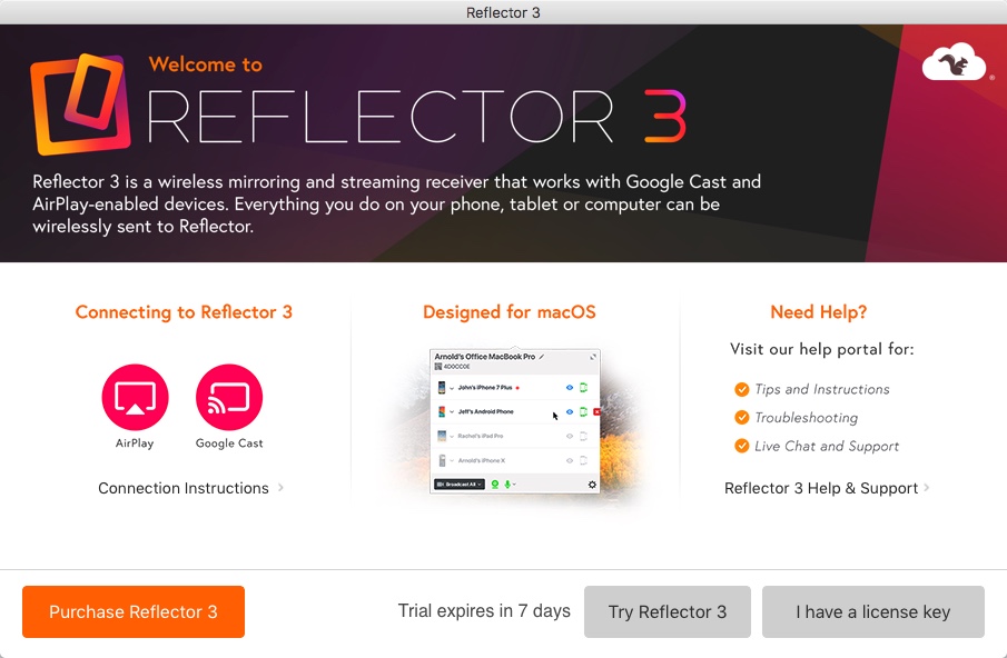Reflector 3.0 : Welcome Window