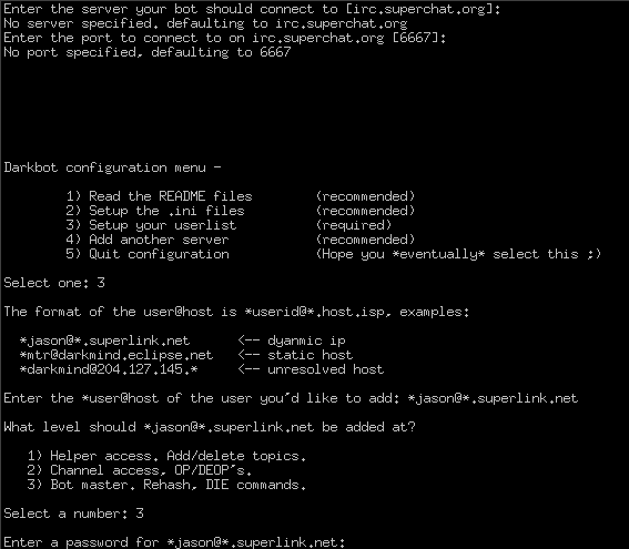 Darkbot 7.0 : Terminal window