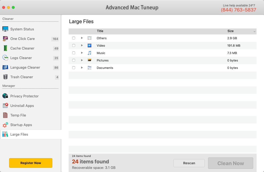 Advanced Mac Tuneup 2.9 : Large File Window