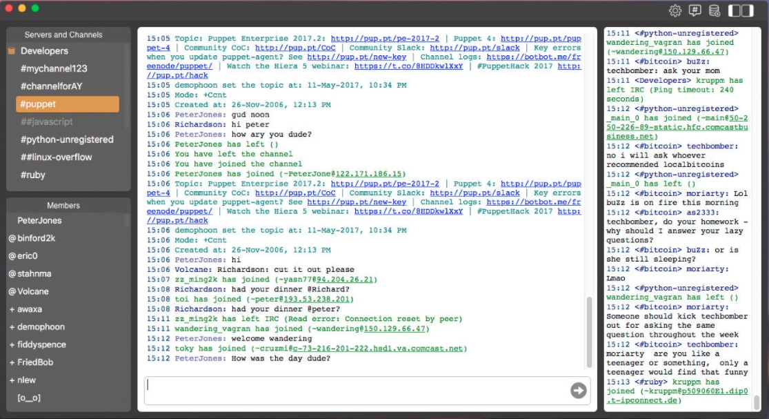 New IRC Live Chat Client 1.1 : Main window