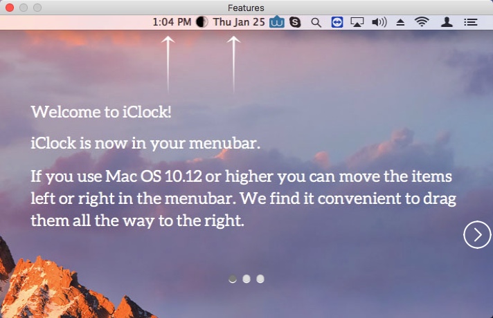 iClock 4.2 : Welcome Window