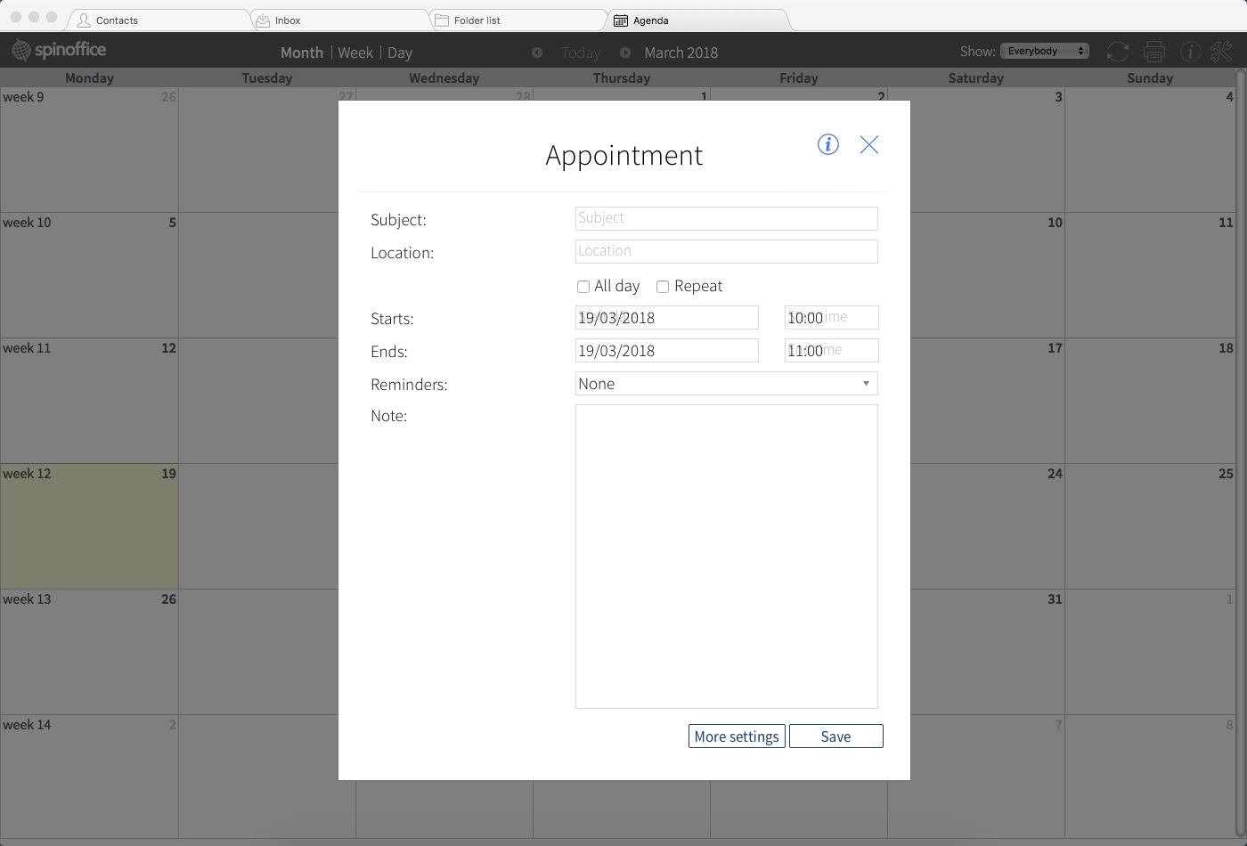 SpinOffice CRM 9.1 : Adding New Appointment Info