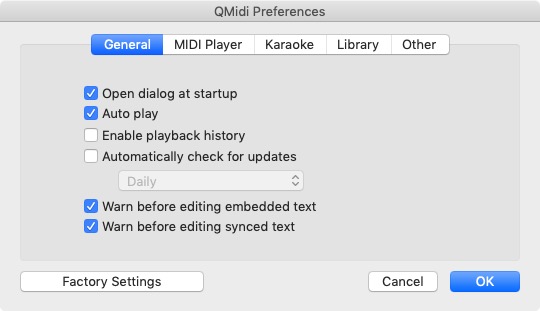 QMidi Pro 2.8 : General Preferences 