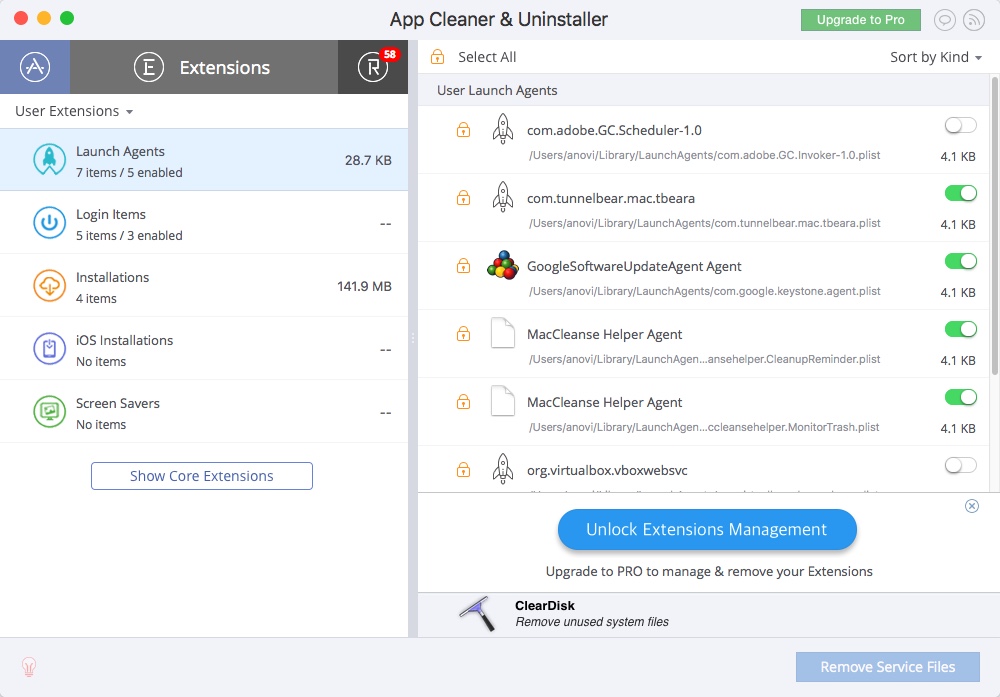 App Cleaner 4.8 : Checking Extensions Window