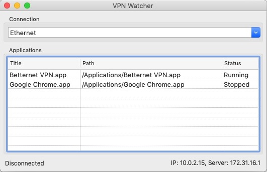 VPN Watcher 2.0 : Main Screen 