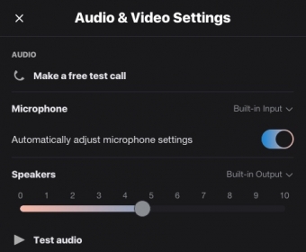 Audio & Video Settings